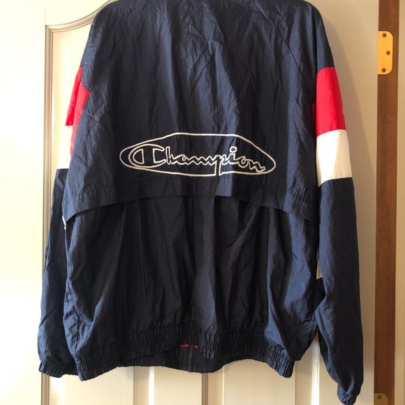 Champion Blue Red 1996 Atlanta Olympics USA Athletic Zip Windbreaker Jacket L - Picture 9 of 14